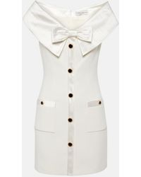 Alessandra Rich - Bow-Detail Satin-Trimmed Cady Minidress - Lyst