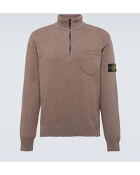 Stone Island - Compass Cotton And Linen Half-zip Sweater - Lyst