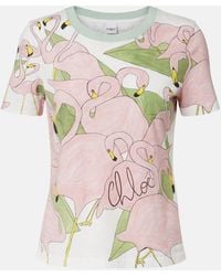 Chloé - Printed Cotton Jersey T-Shirt - Lyst