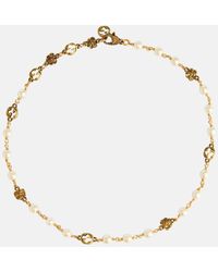 Gucci - Interlocking Flower Pearl Necklace - Lyst