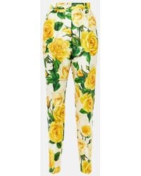 Dolce & Gabbana - Floral High-Rise Silk-Blend Straight Pants - Lyst