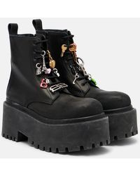 Balenciaga - Embellished Leather Platform Combat Boots - Lyst