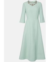 Valentino - Crepe Couture Embellished Midi Dress - Lyst