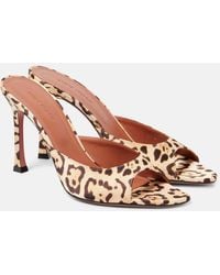 AMINA MUADDI - Alexa 95 Leopard-Print Satin Mules - Lyst