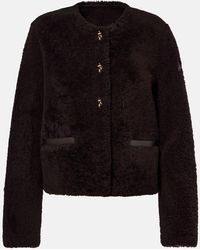 Moncler - Cropped Leather-Trimmed Down Jacket - Lyst