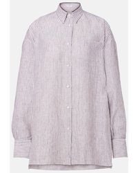 Brunello Cucinelli - Monili Striped Linen Shirt - Lyst