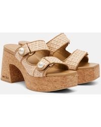 Jimmy Choo - Mules Compensees Fayence 95 En Cuir - Lyst