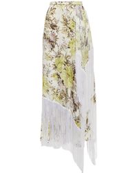 Mujer Ropa de Faldas Falda midi de crepe floral Acne Studios de Tejido sintético de color Metálico 