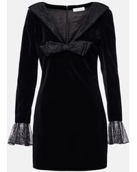 Nina Ricci - Lace-Trimmed Cotton Velvet Minidress - Lyst