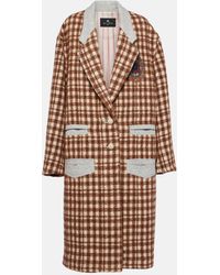 Etro - Embroidered Houndstooth Wool-blend Coat - Lyst