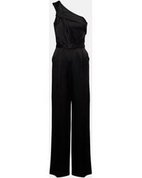 Max Mara - Gioire Belted One-Shoulder Satin Jumpsuit - Lyst