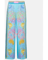 Versace - Bedruckte Hose Mit Weitem Bein - Lyst