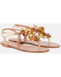 Aquazzura - Sandalias De Piel Metalizada Con Apliques - Lyst