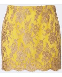 Saint Laurent - Scalloped Floral Lace Miniskirt - Lyst