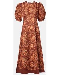 ALÉMAIS - Seraphina Printed Linen Midi Dress - Lyst