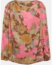 Dries Van Noten - Printed Draped Blouse - Lyst