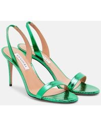 Aquazzura - So Nude 85 Snake-Effect Leather Sandals - Lyst