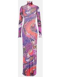 PUCCI - Orchidee Mesh Maxi Dress - Lyst