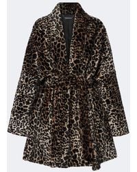 Nour Hammour - Raquel Leopard-Print Shearling Wrap Coat - Lyst