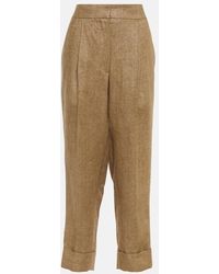 Brunello Cucinelli - Mid-Rise Tapered Linen Pants - Lyst