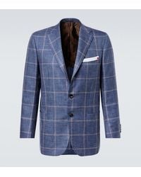 Kiton - Checked Cashmere, Wool, Silk, And Linen Blazer - Lyst