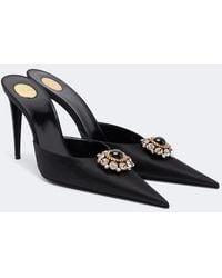 Saint Laurent - Cosmo Embellished Satin Mules - Lyst