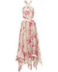 Zimmermann Corsage Linen And Silk Dress - Pink