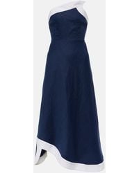 STAUD - Sirani Asymmetric Linen Maxi Dress - Lyst