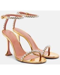 AMINA MUADDI - Gigi 95 Embellished Leather Sandals - Lyst