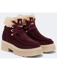 Bogner - Turin Shearling-Trimmed Suede Lace-Up Boots - Lyst