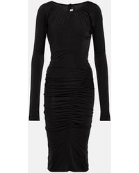 Victoria Beckham - Ruched Wrap Jersey Minidress - Lyst