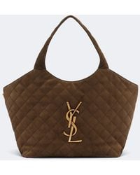 Saint Laurent - Icare Medium Quilted Suede Tote Bag - Lyst