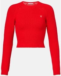 Acne Studios - Cropped Ribbed-Knit Cotton-Blend Sweater - Lyst