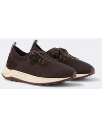 Fedeli - Knitted Suede-Trimmed Sneakers - Lyst
