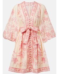 Zimmermann - Vestido Corto Lucky De Lino Floral - Lyst