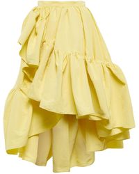 Alexander McQueen Falda de faya sintética de tiro alto - Amarillo