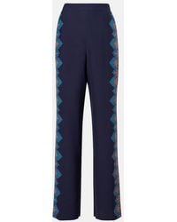 Etro - Printed Silk Crepe De Chine Straight Pants - Lyst