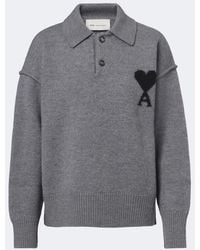 Ami Paris - Ami De Coeur Wool Polo Sweater - Lyst