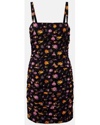 Dolce & Gabbana - Small Rose Bouquets-Print Draped Charmeuse Dress - Lyst