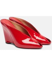 Ferragamo - Alicia 95 Peep Toe Patent Leather Mule Shoes - Lyst