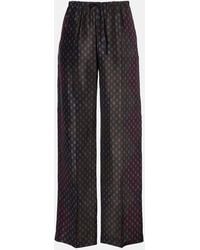 Dries Van Noten - Printed Silk Satin Straight Pants - Lyst