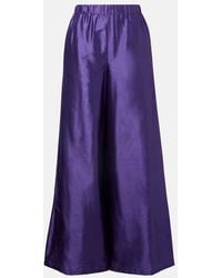 Max Mara - Avio High-Rise Silk Satin Wide-Leg Pants - Lyst