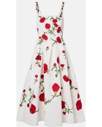Carolina Herrera - Embroidered Silk Cocktail Dress - Lyst