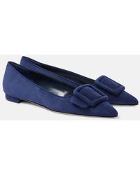 Manolo Blahnik - Maysale Suede Ballet Flats - Lyst