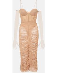 Alex Perry - Vestido Midi Sweetheart De Malla Fruncida - Lyst
