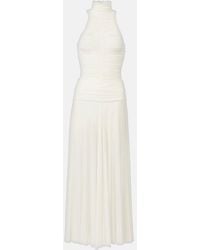 Magda Butrym - Ruched Sheer High-Neck Maxi Dress - Lyst