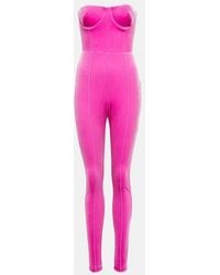 Alex Perry - Strapless Velvet Jumpsuit - Lyst