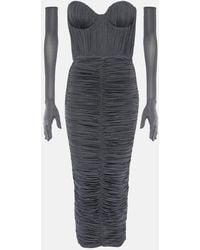 Alex Perry - Crystal-Embellished Ruched Jersey Midi Dress - Lyst