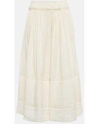 Tory Burch - Cotton And Linen Midi Skirt - Lyst