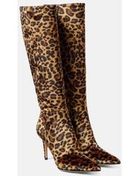 Gianvito Rossi - 85 Leopard-Print Velvet Knee-High Boots - Lyst